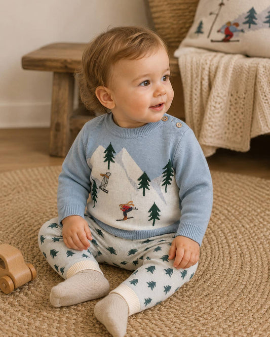 Ski Knit Baby Pullover Sweater & Pant Set (Organic Cotton)
