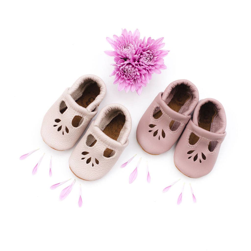 Dusty Rose & Oyster Pink LOTUS T-strap Shoes Baby and Toddler