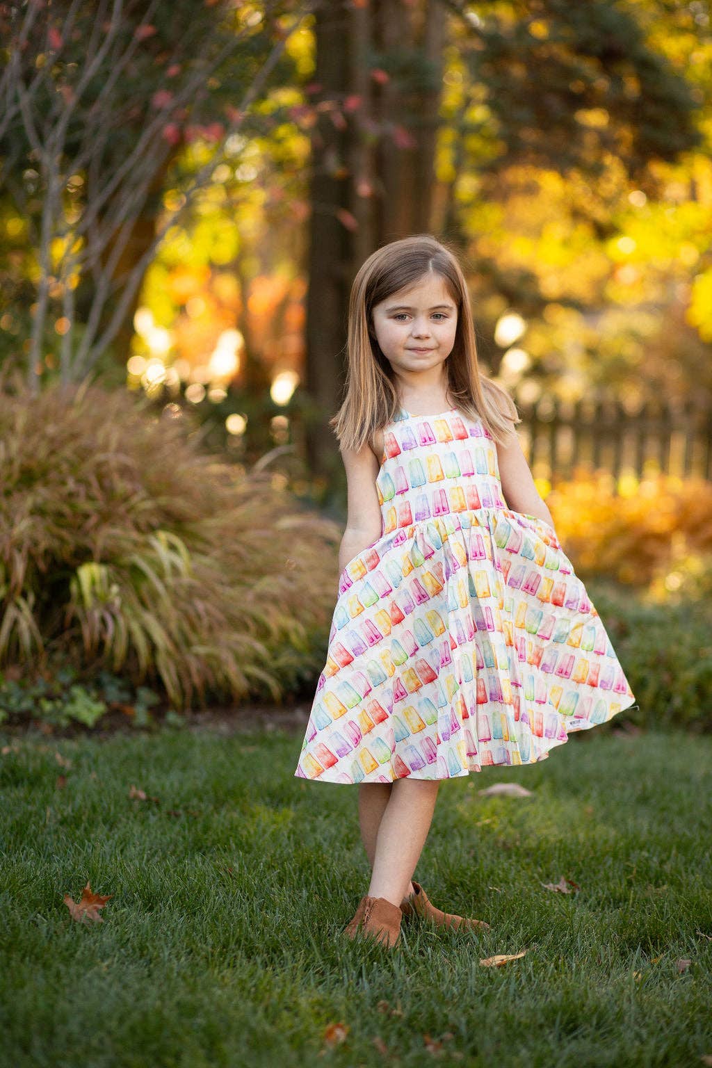 Cross Back Twirly Dress in Popsicles
