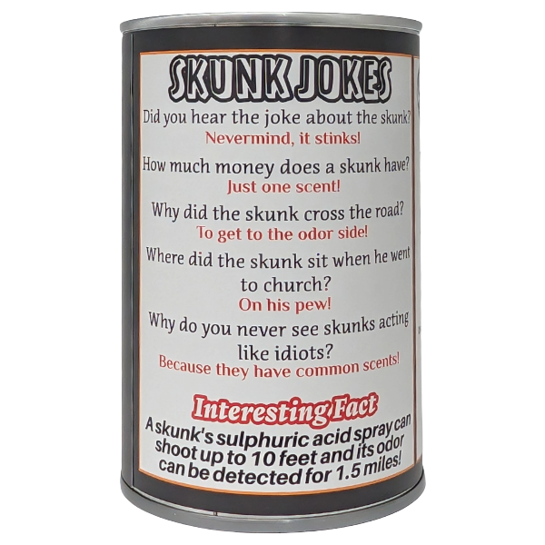 Canned Skunk | Stuffed Animal Plush w/Funny Jokes on Can