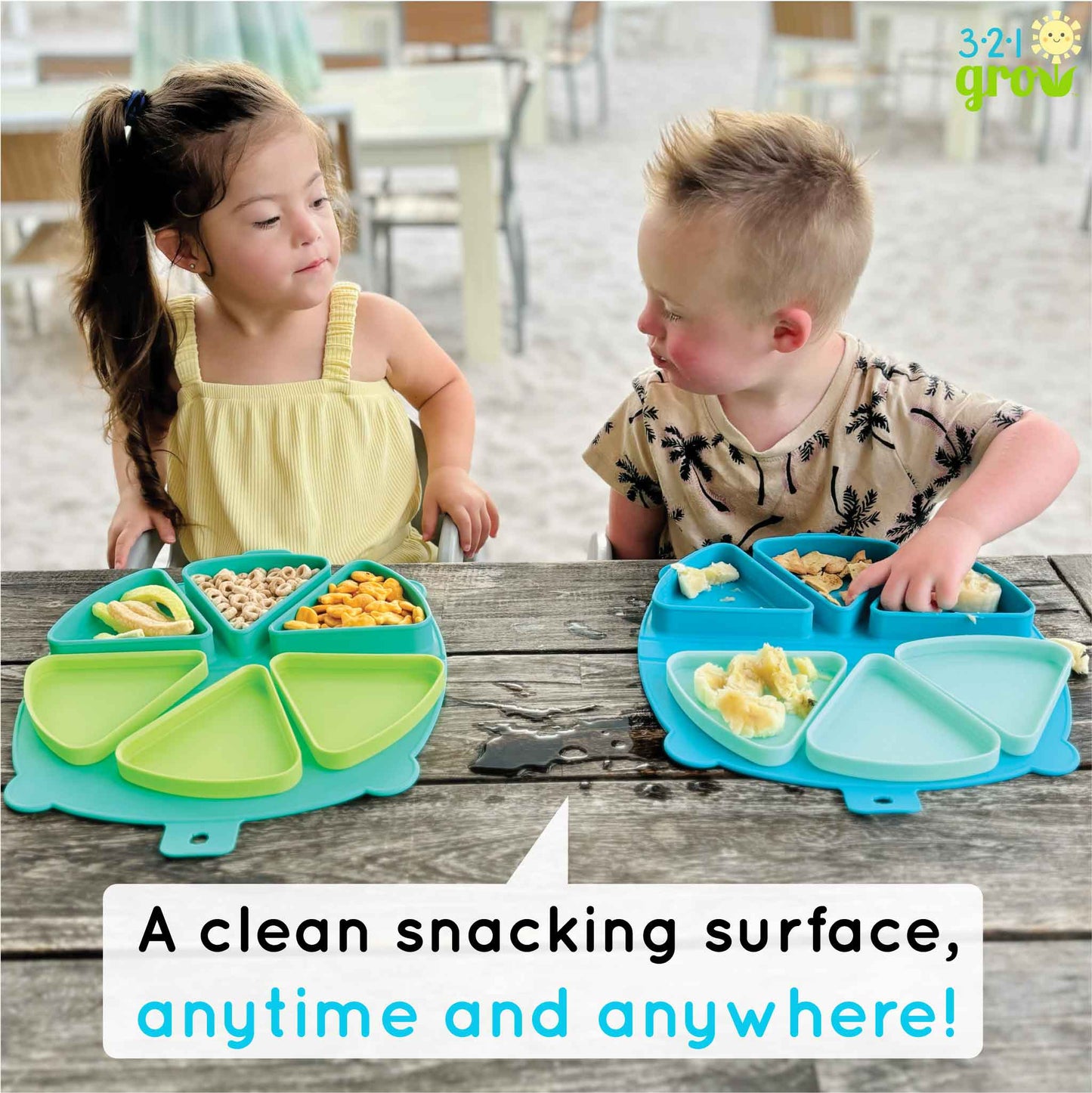321 Grow On-the-Go Silicone Snack Mat - Pebble
