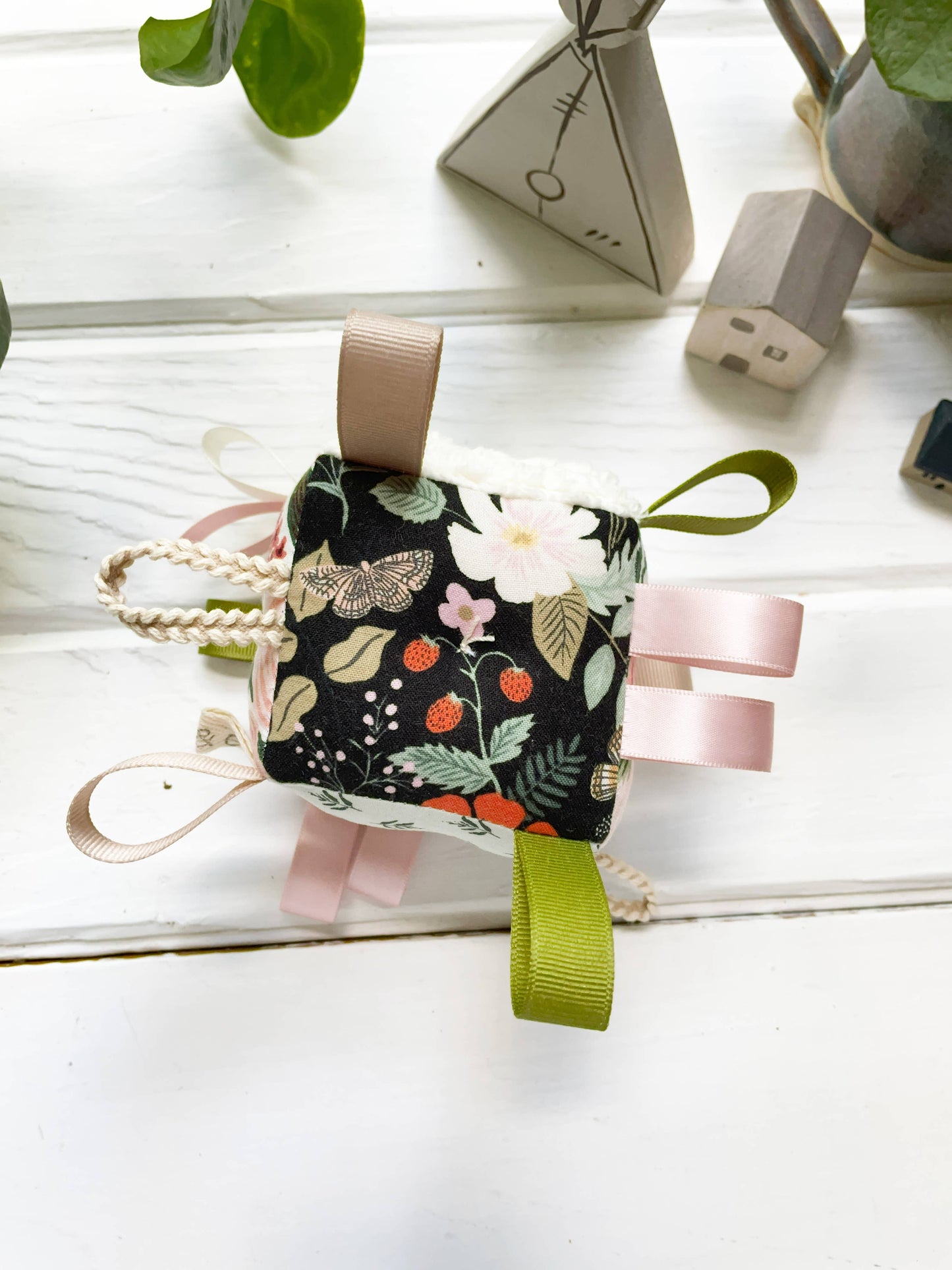 RIfle Paper Co. Floral Baby Block, Blush Pink Tag Toy