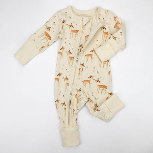 Organic Cotton Baby Pajamas 2-Way Zip Front Zipper Sleeper, Saffron