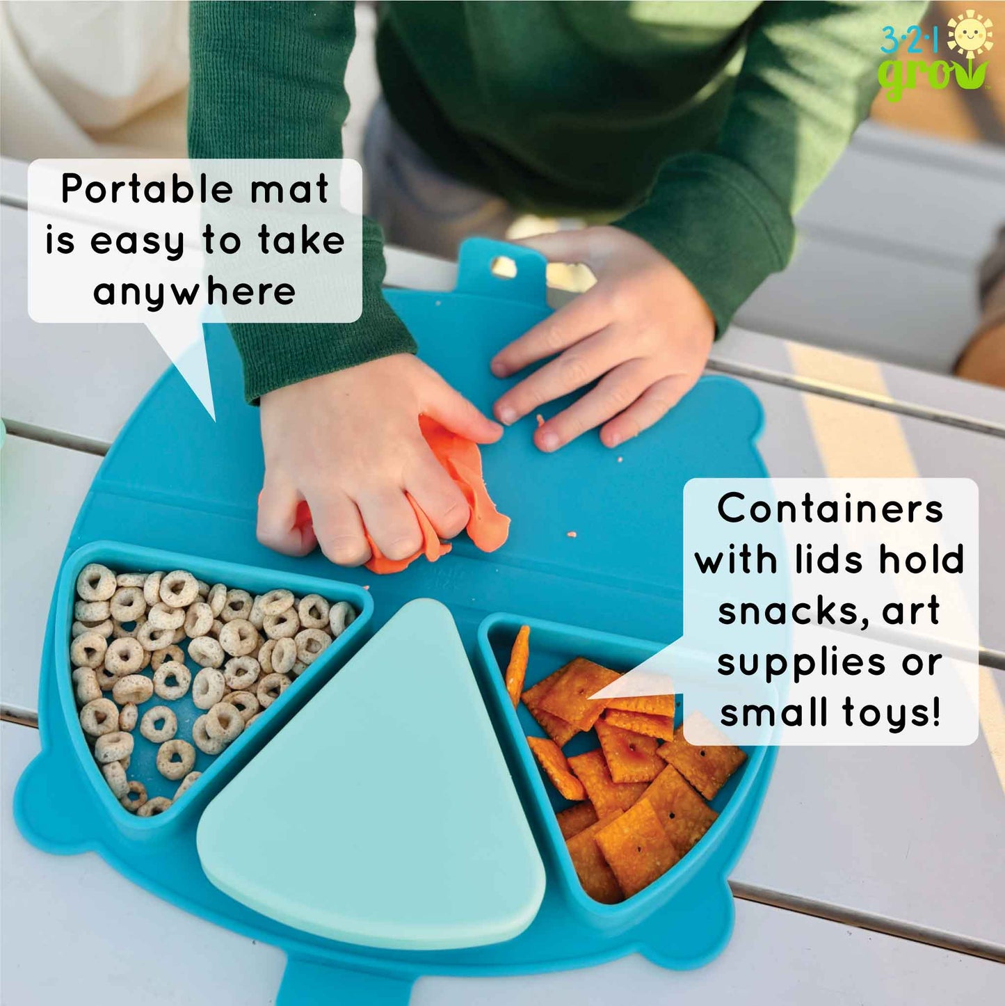 321 Grow On-the-Go Silicone Snack Mat - Ocean
