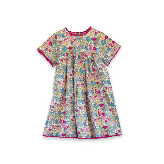 Girls Amy dress with [Blue] Lace trim | Berry Grove