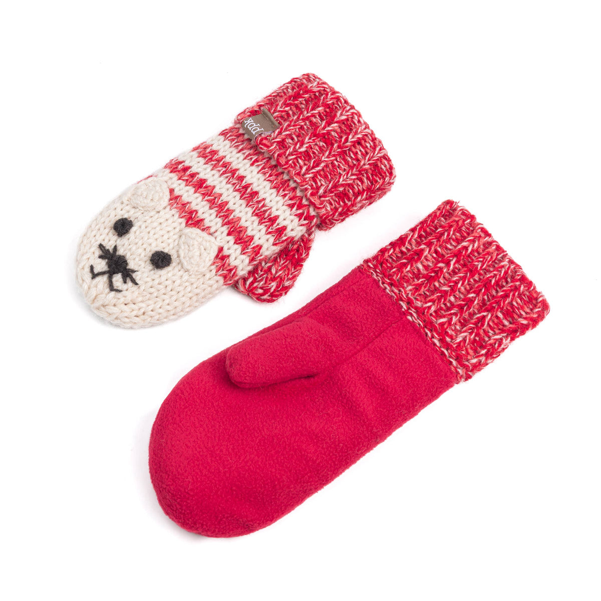 Knit Cat Mittens - Toddler/ Little Kids/ Big Kid - Red