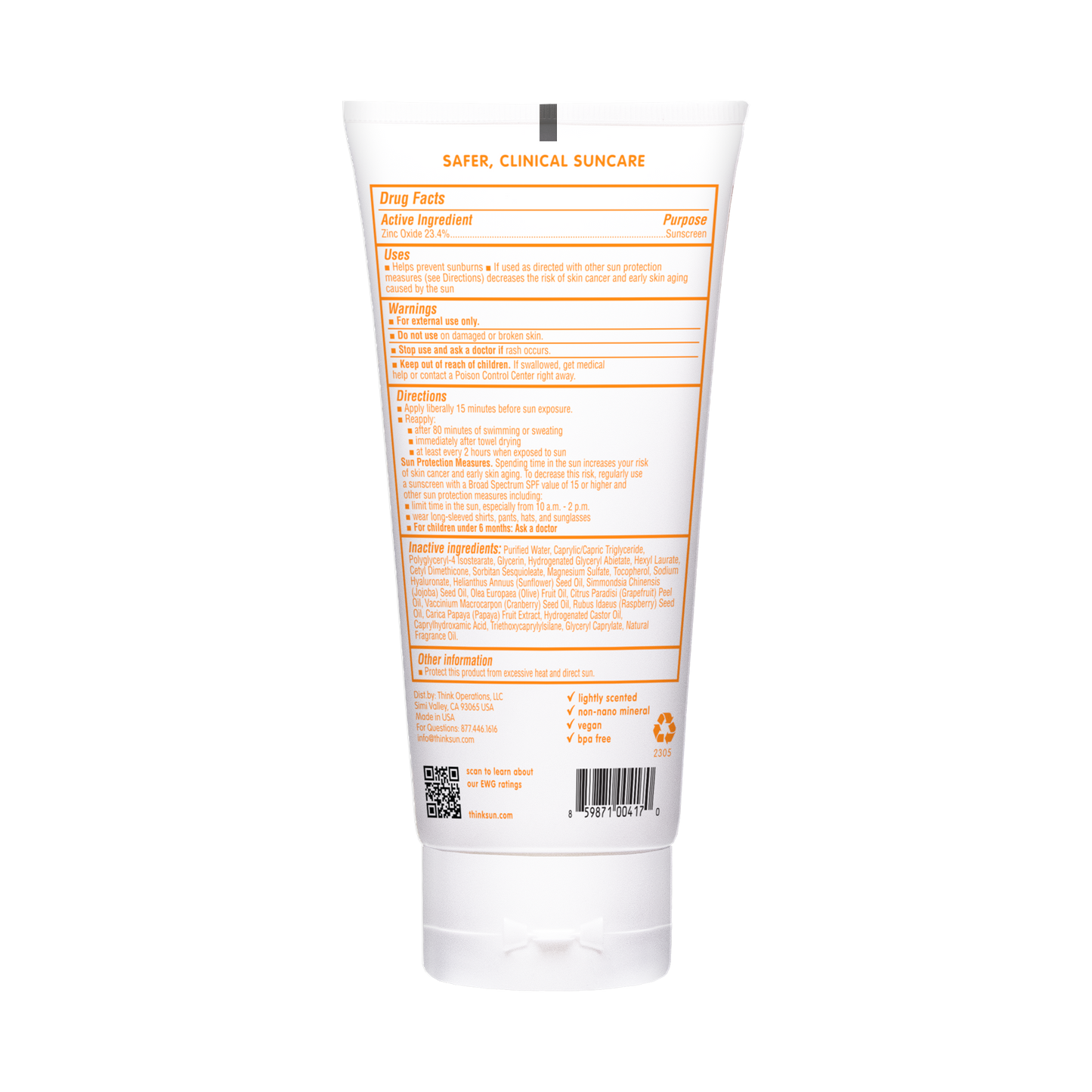 Think Baby SPF 50 Sunscreen (6oz), EWG Rated #2
