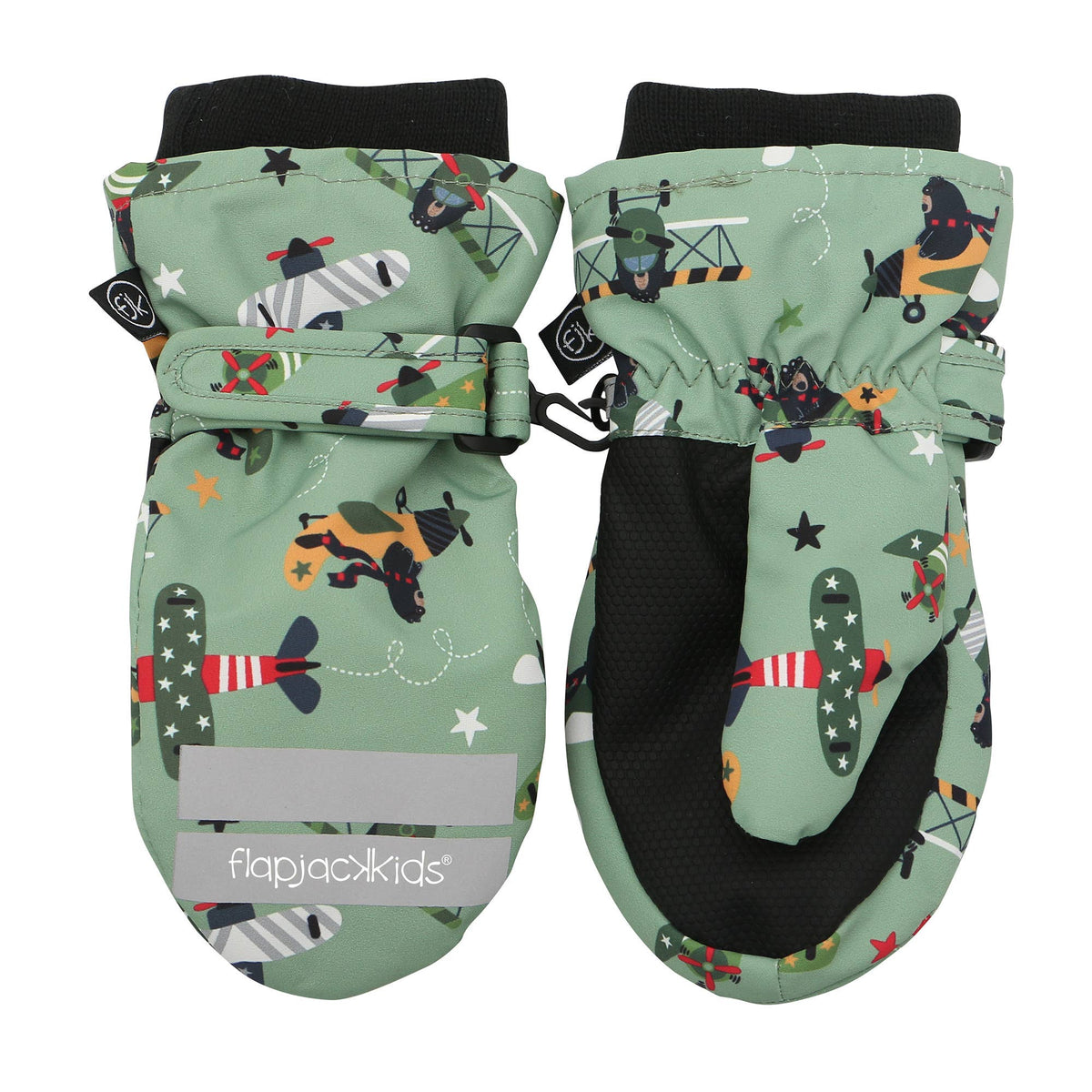 Water Repellent Ski Mittens - Black Bear Green