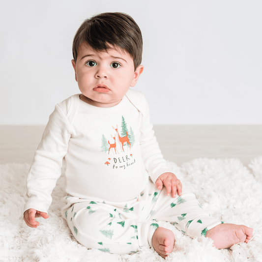 Baby long sleeve graphic organic  bodysuit | deer to my heart