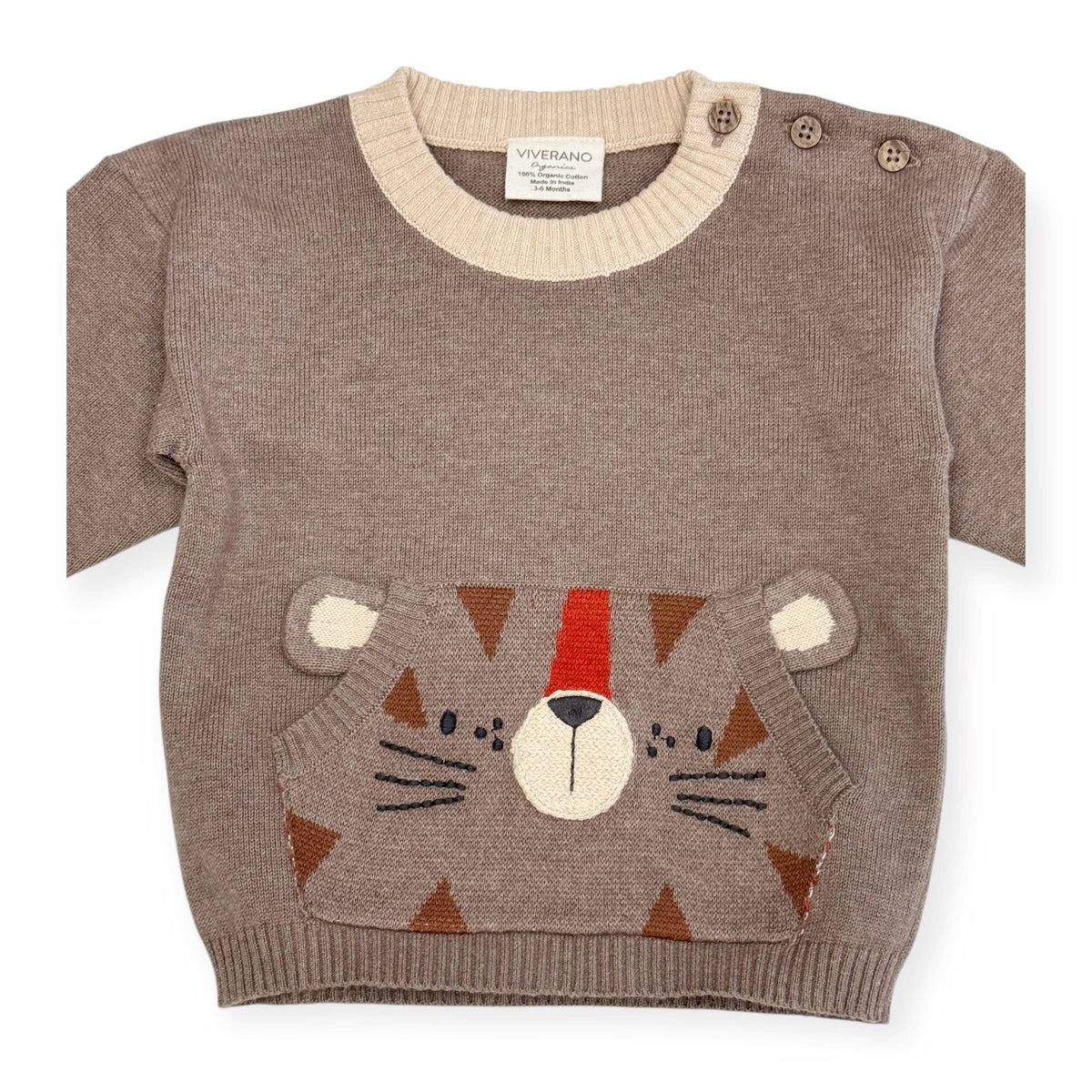 Tiger Kangaroo Pocket Baby Knit Pullover & Pant Set