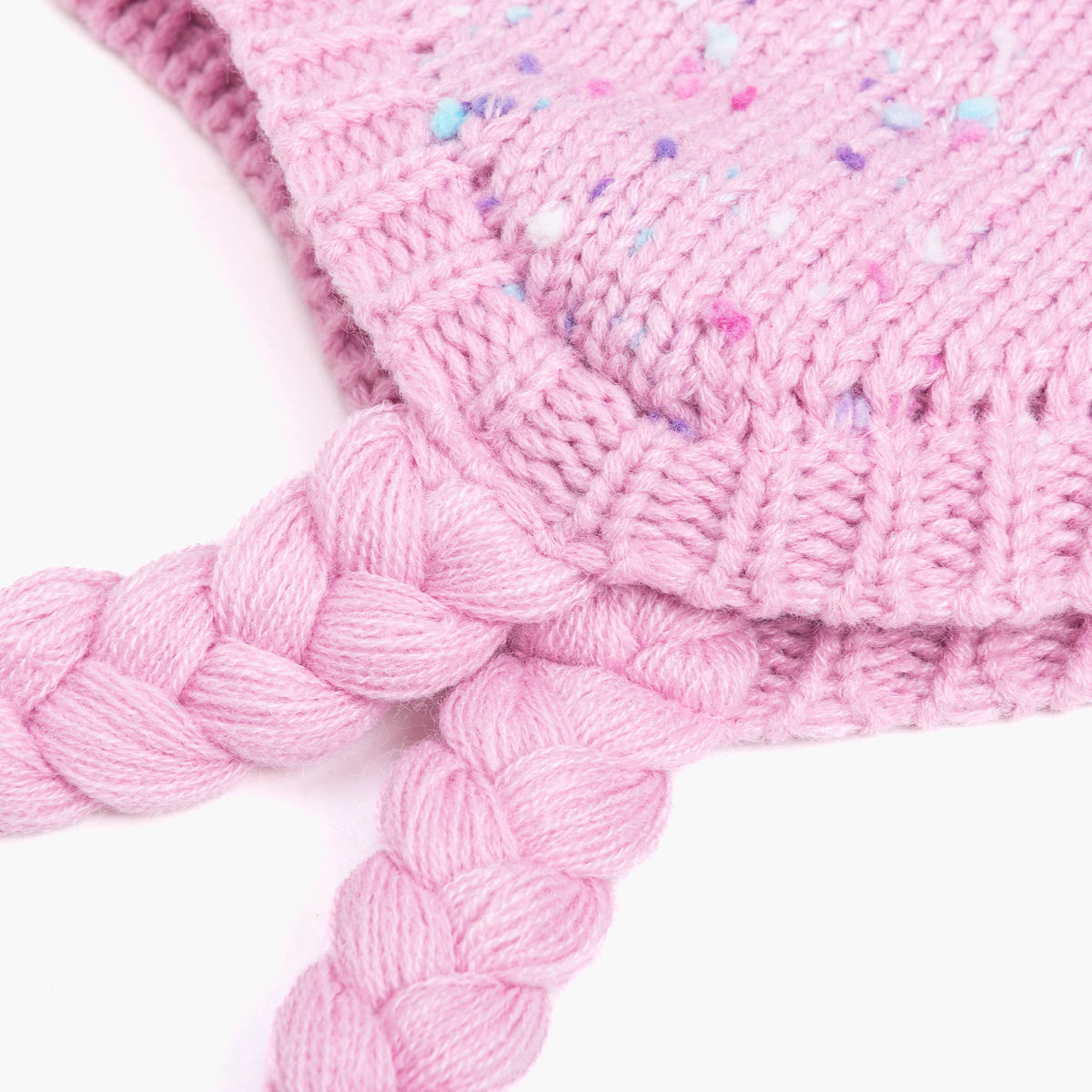 Girls Specked Earflap Winter Hat with Braids - Ages (1-12 Y)