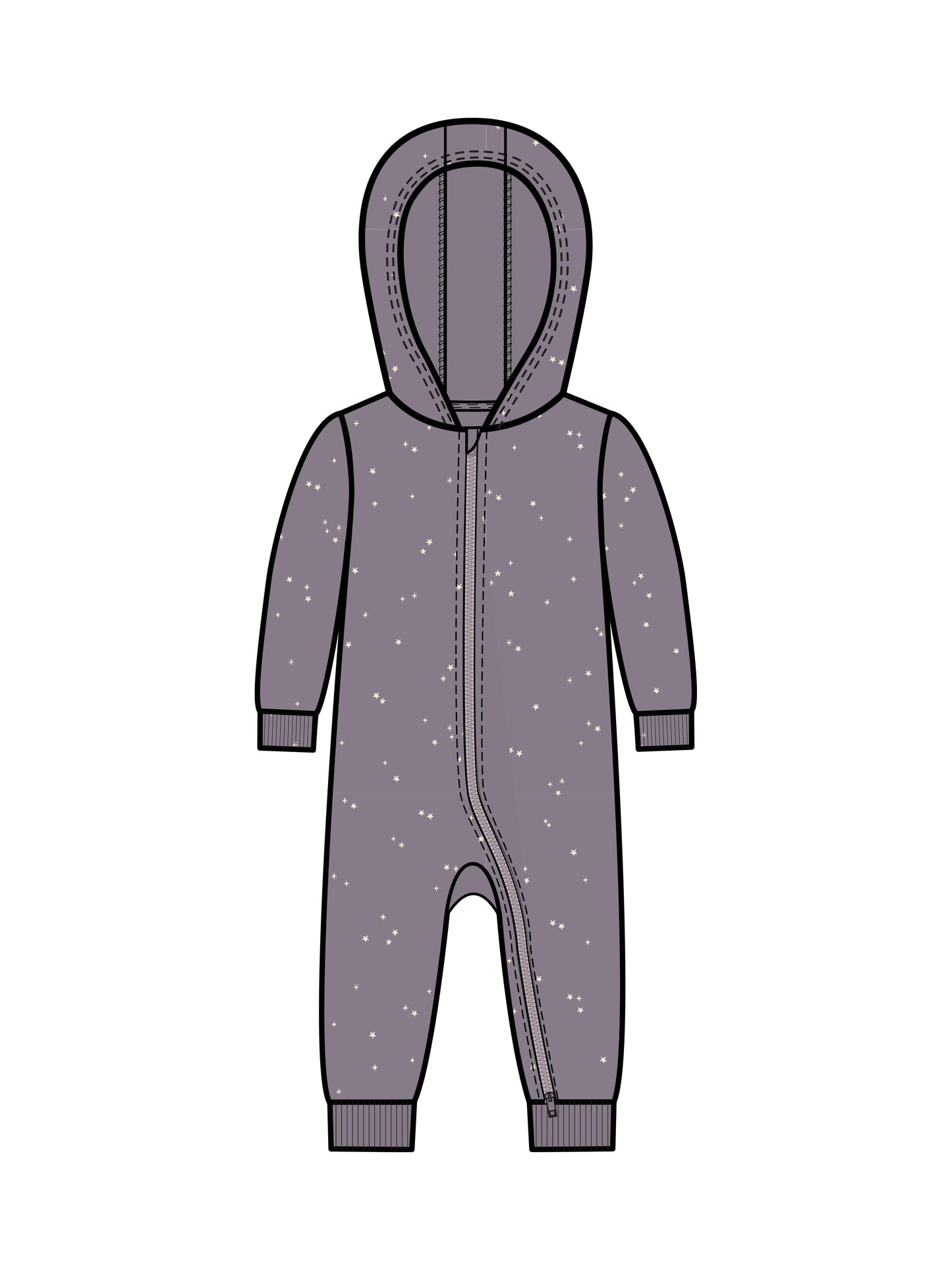 Greer Fleece Hooded Zipper Romper - Starlight / Fog