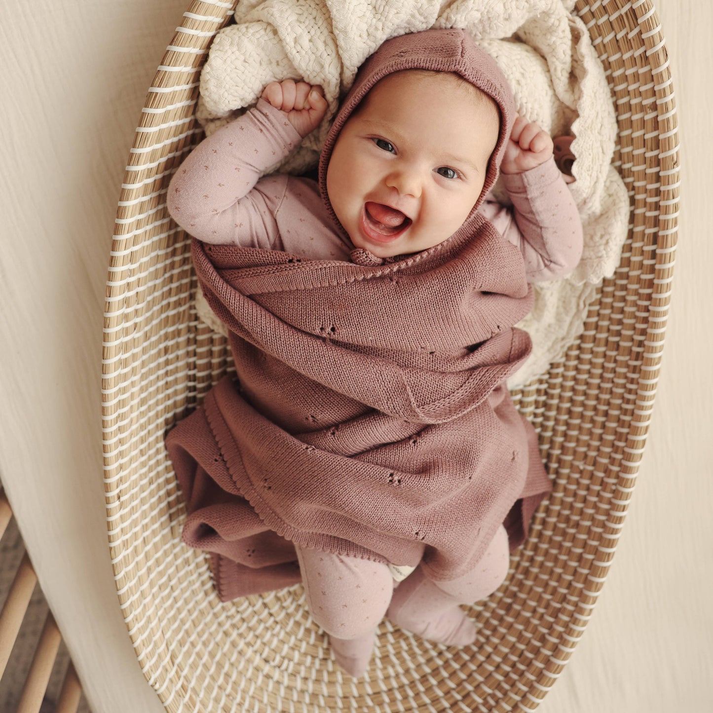 100% Organic Cotton Pointelle Swaddle-Ballet Slippers