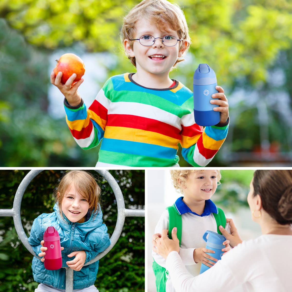 12oz. S/S Insulated Kid's Water Bottle With Pop-up Straw Lid