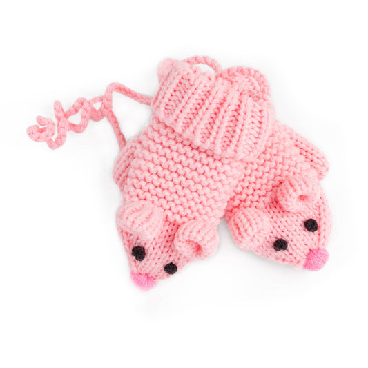 Knit Mouse Mittens for Kids- Toddler / Small Child - Pink