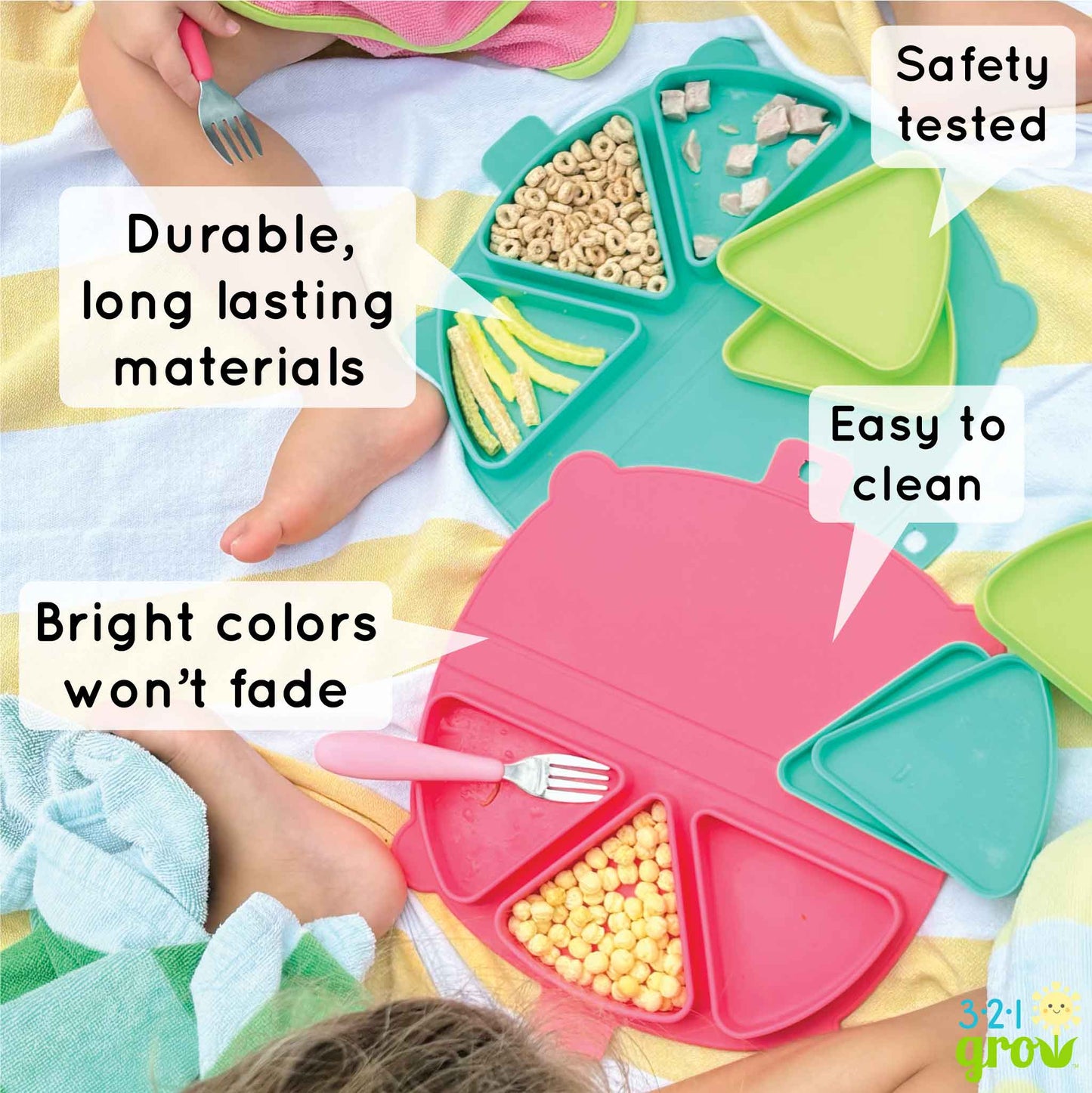 321 Grow On-the-Go Silicone Snack Mat - Pebble