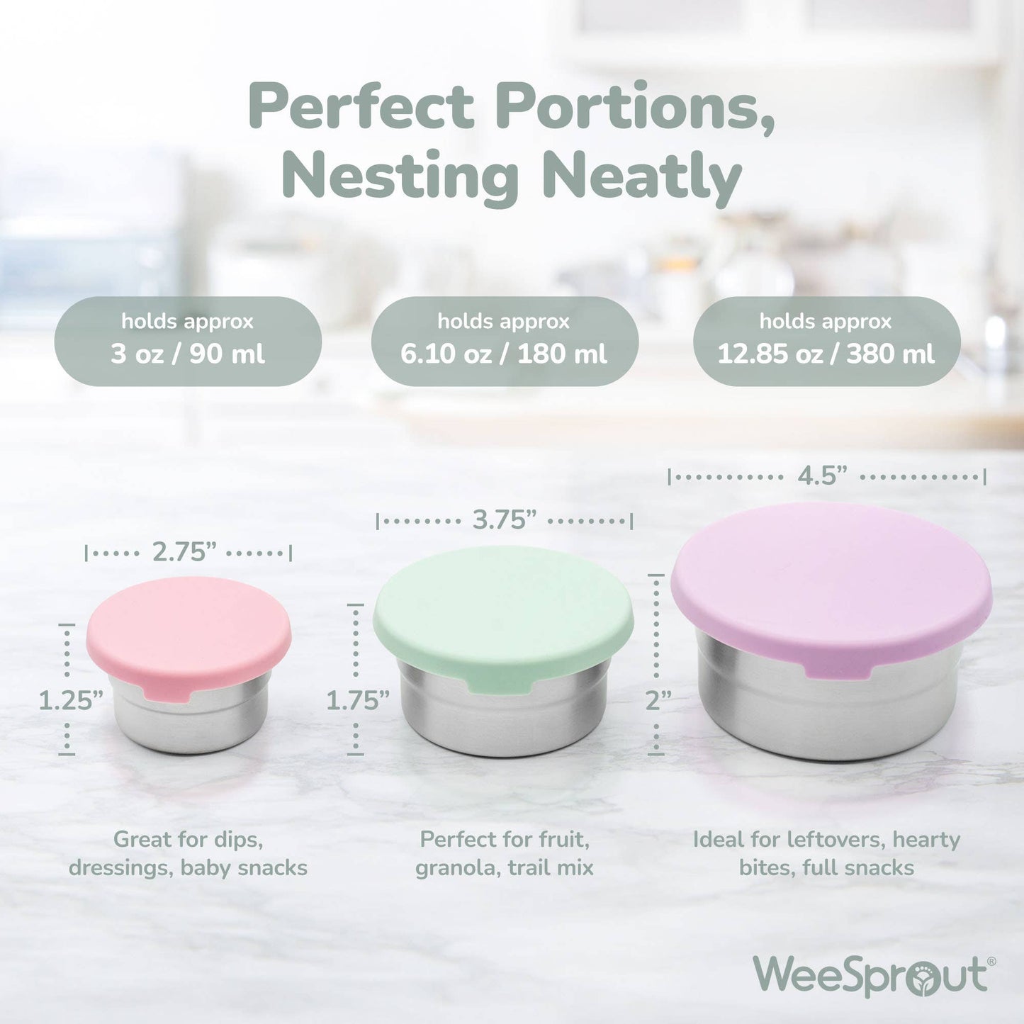Stainless Steel Nesting Storage Containers – Set of 3