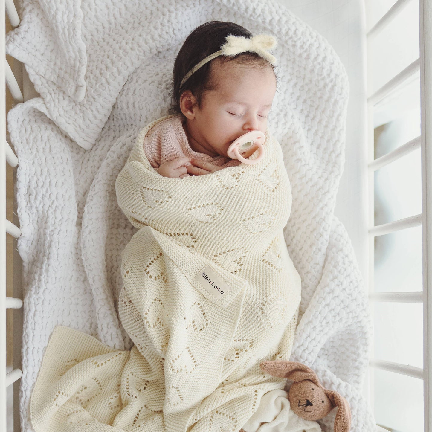 100% Luxury Cotton Receiving Swaddle Baby Blanket - Heart: Rose Pink