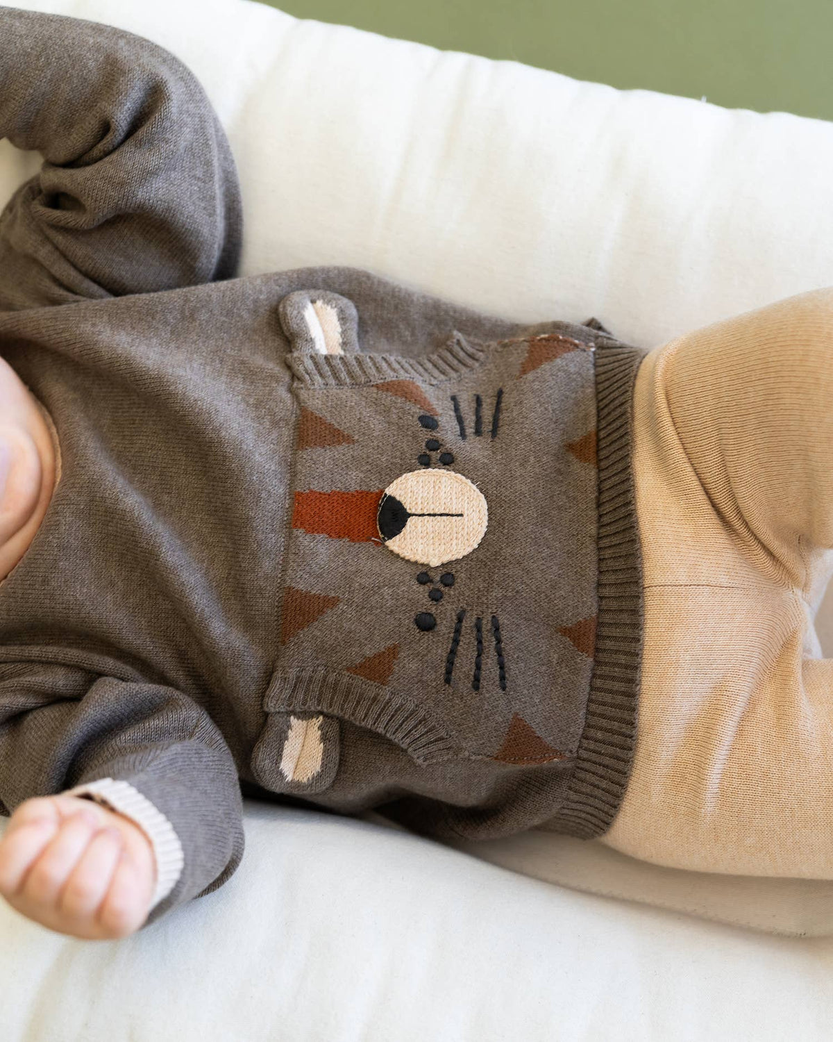 Tiger Kangaroo Pocket Baby Knit Pullover & Pant Set