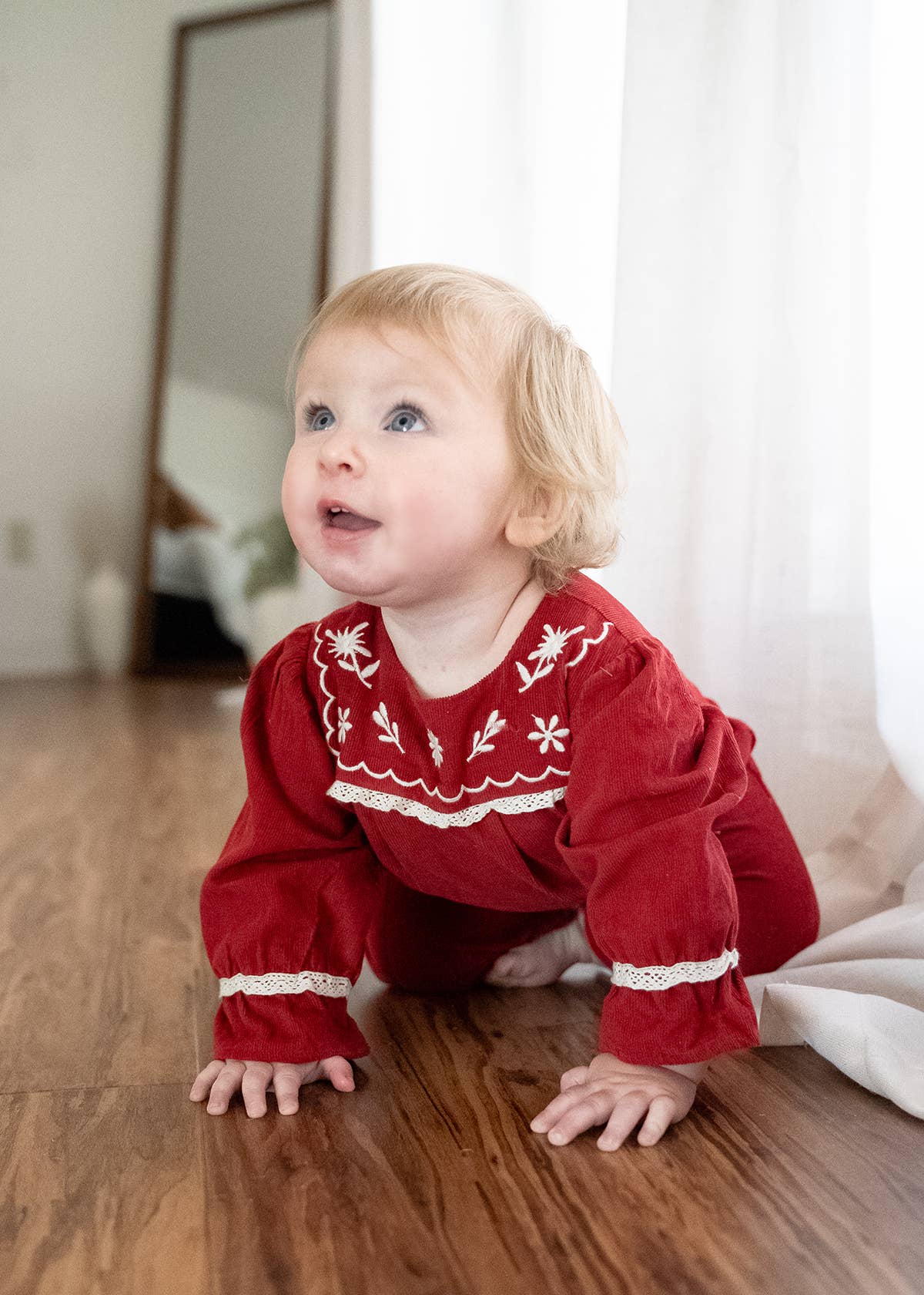 Embroidered Corduroy Festive Baby Jumpsuit (Organic)