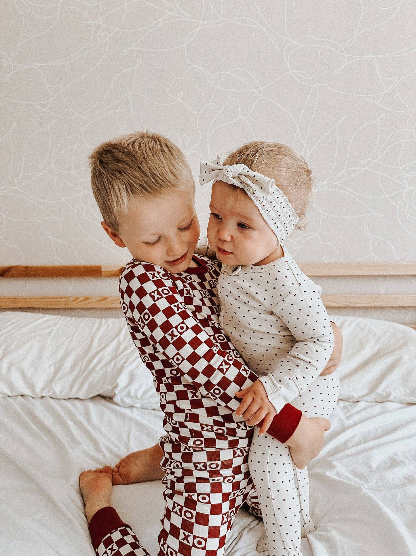 Crimson Mini Hearts | Organic Zipper Footie