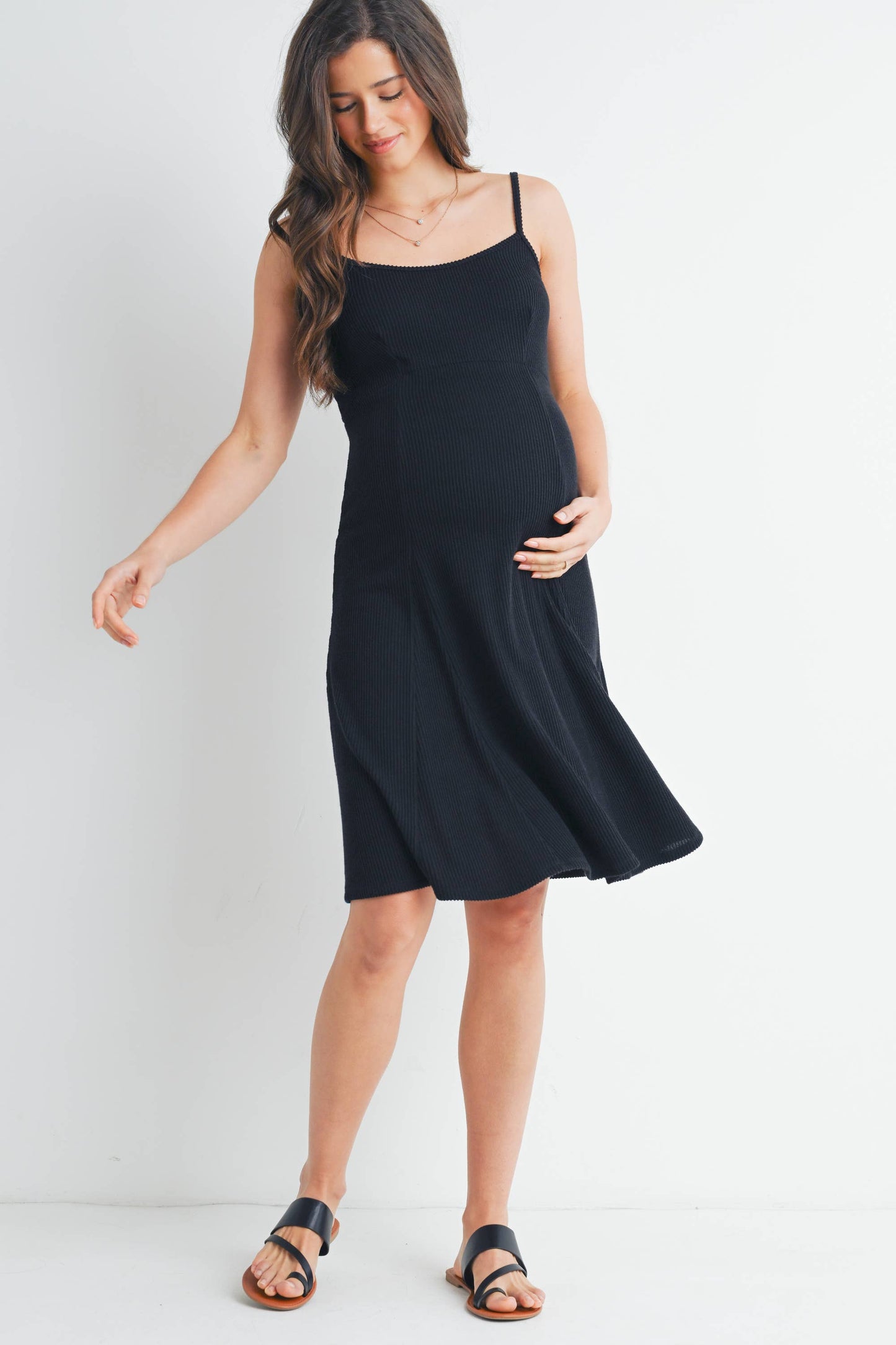 Ribbed Sleeveless Maternity Skater Dress