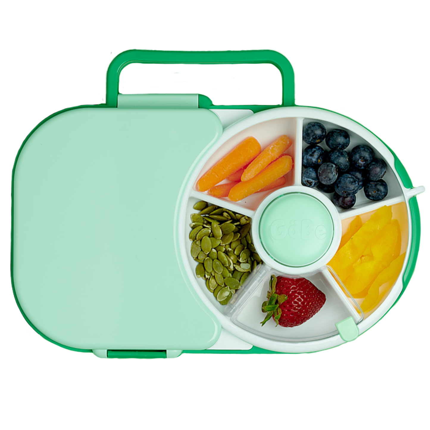 GoBe Kids 2-in-1 Lunchbox with Small Snack Spinner Flip | Mint Green