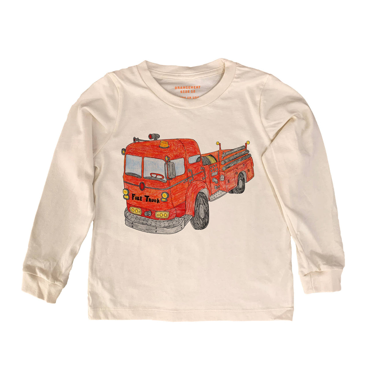 Fire Truck - Kids Organic Tee/Long Sleeve: 2 Toddler / Long Sleeve