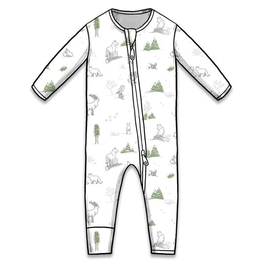 Winter Forest Animals Bamboo Convertible Footie