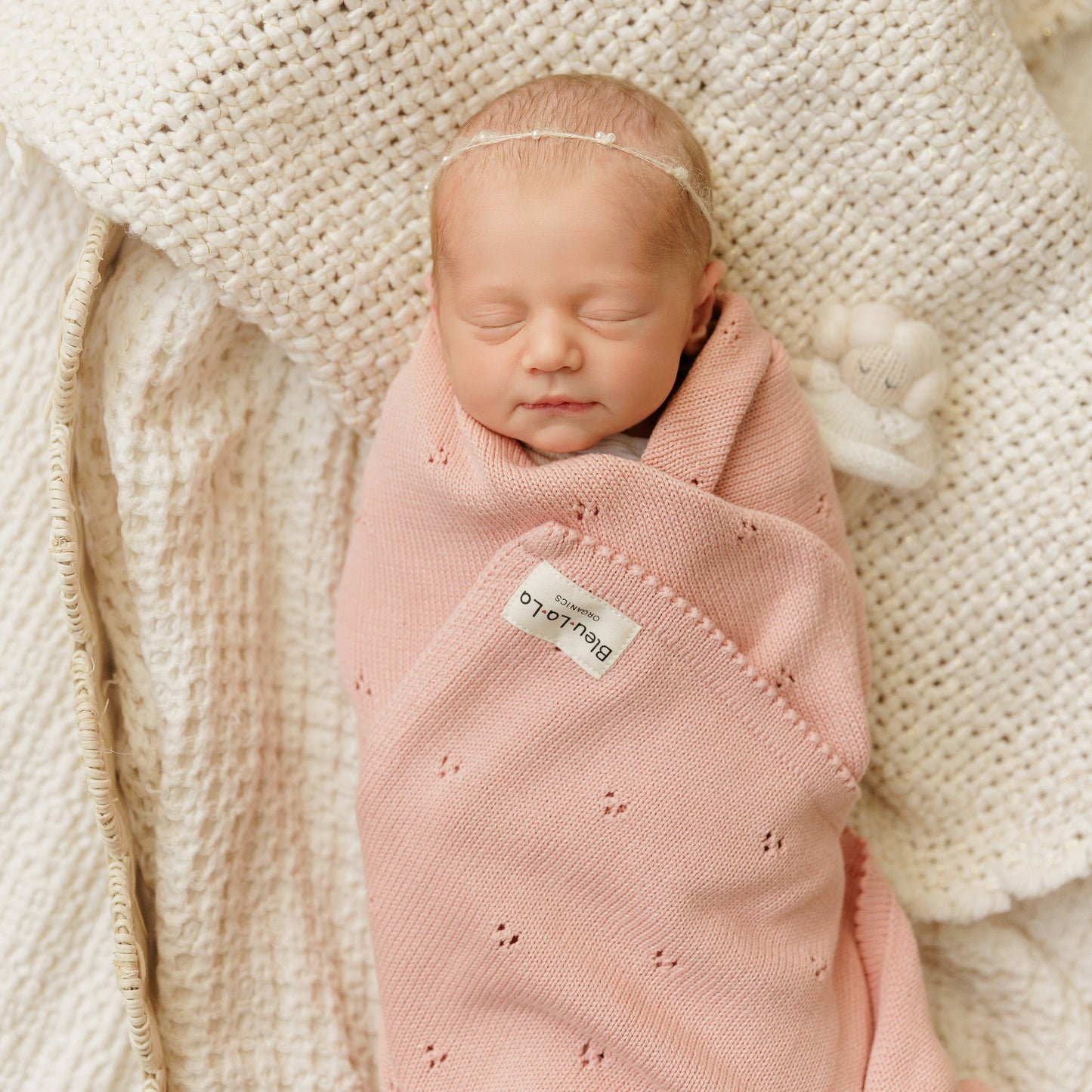 100% Organic Cotton Pointelle Swaddle-Ballet Slippers