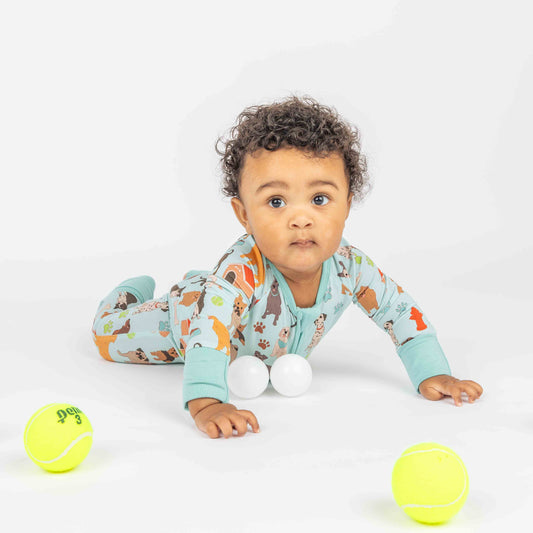 Dogs Bark Pets Bamboo Baby Pajamas Convertible Footie