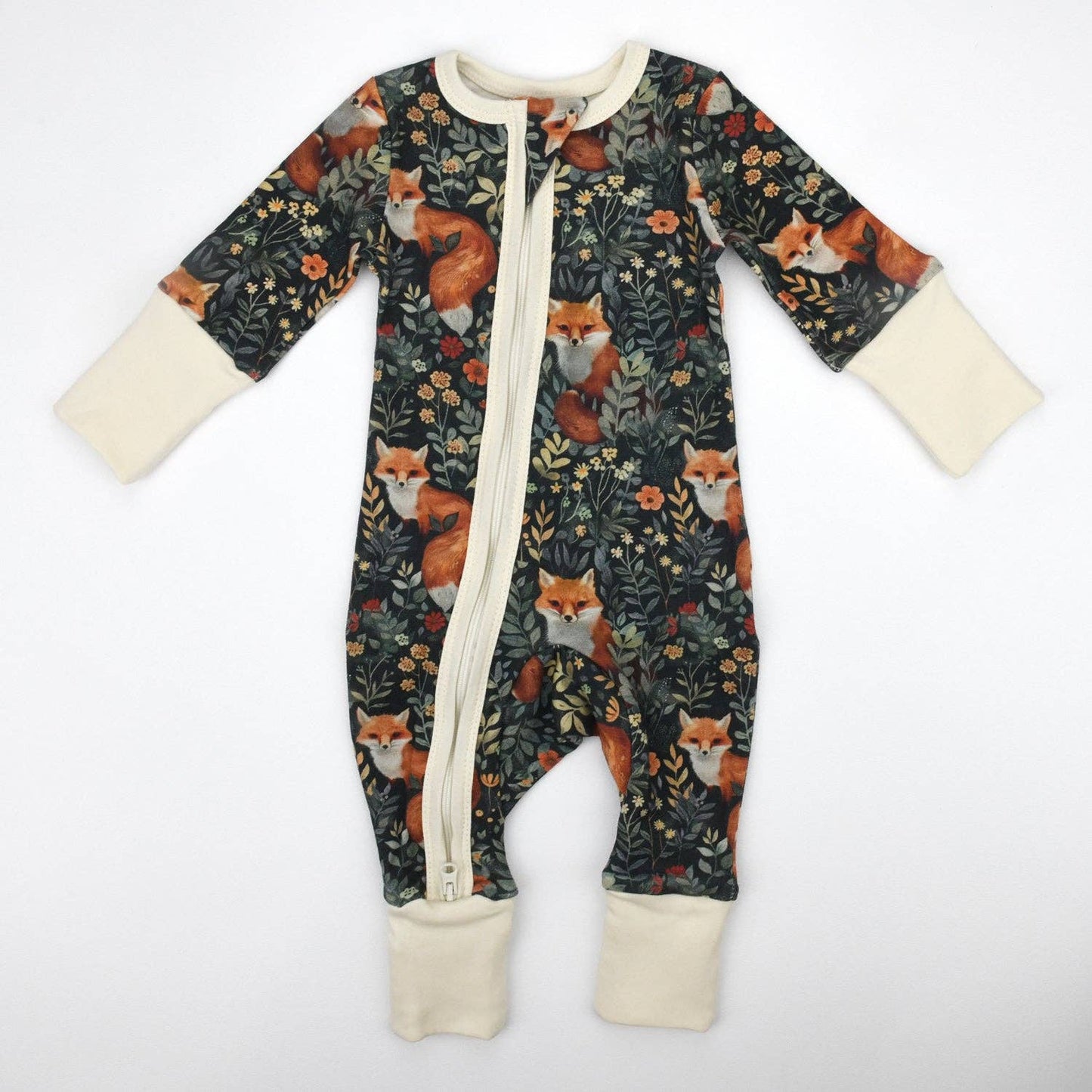 Organic Cotton Baby Pajamas 2-Way Zip Front Zipper Sleeper, Ebony