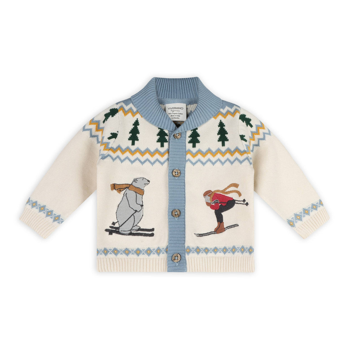 Ski Shawl Collar Baby Knit Cardigan (Organic Cotton)