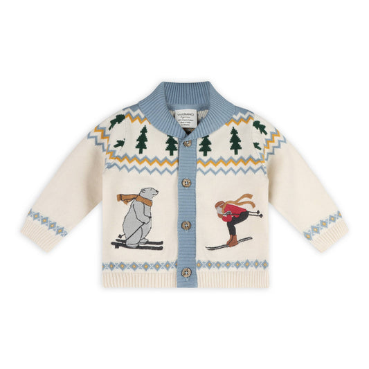 Ski Shawl Collar Baby Knit Cardigan (Organic Cotton)