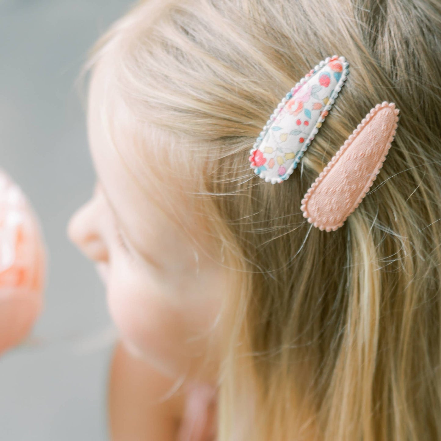 Lake Blue Floral Fabric Hair Clips