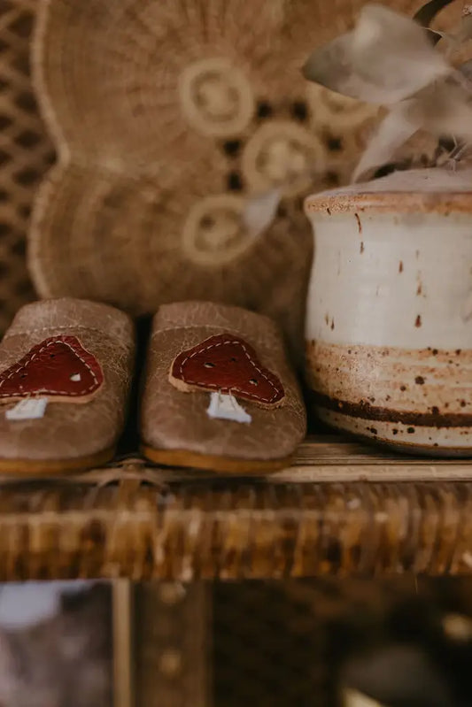 Mushrooms on Chai Leather Shoes Moccs Baby and Toddler