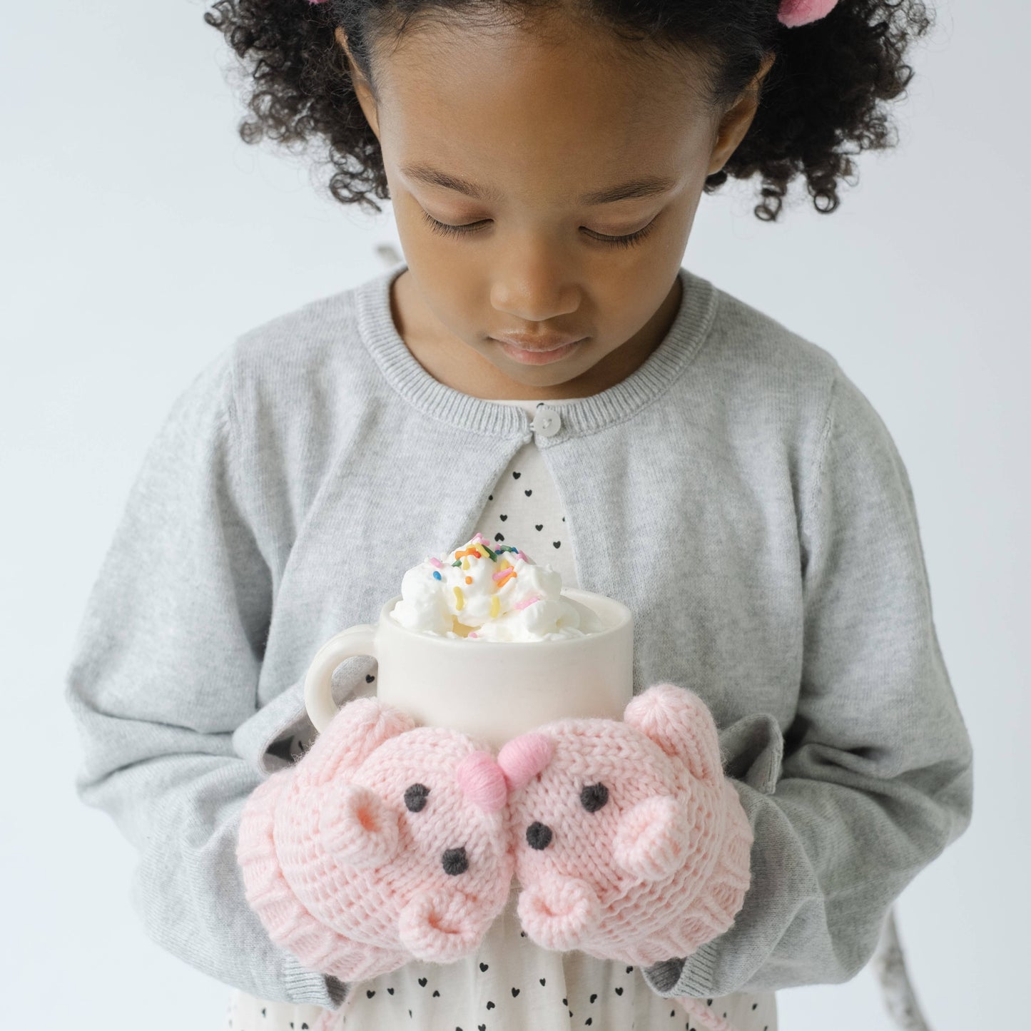Knit Mouse Mittens for Kids- Toddler / Small Child - Pink