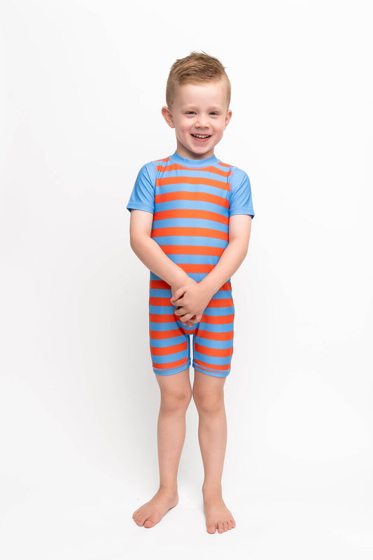 Kids Rashguard | Blue Orange Stripe