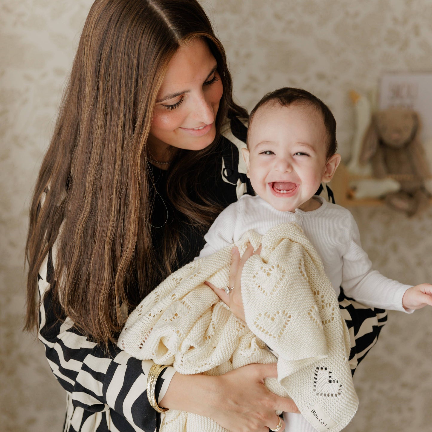 100% Luxury Cotton Receiving Swaddle Baby Blanket - Heart: Rose Pink