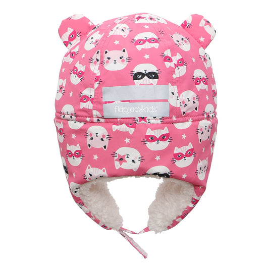 Water Repellent Trapper Hat - Cat - Pink