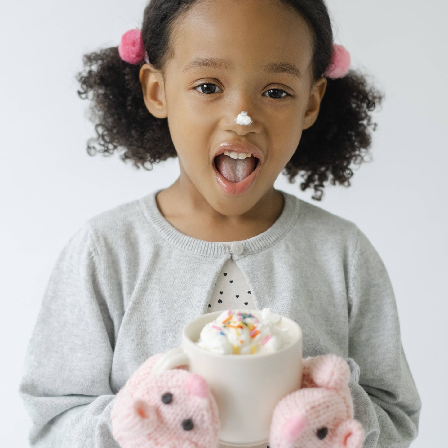 Knit Mouse Mittens for Kids- Toddler / Small Child - Pink