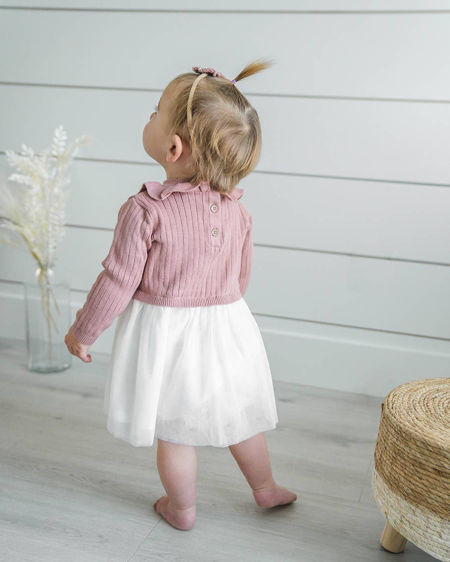 Ruffle Neck Sweater Knit Top & Tutu Baby Dress (Organic)