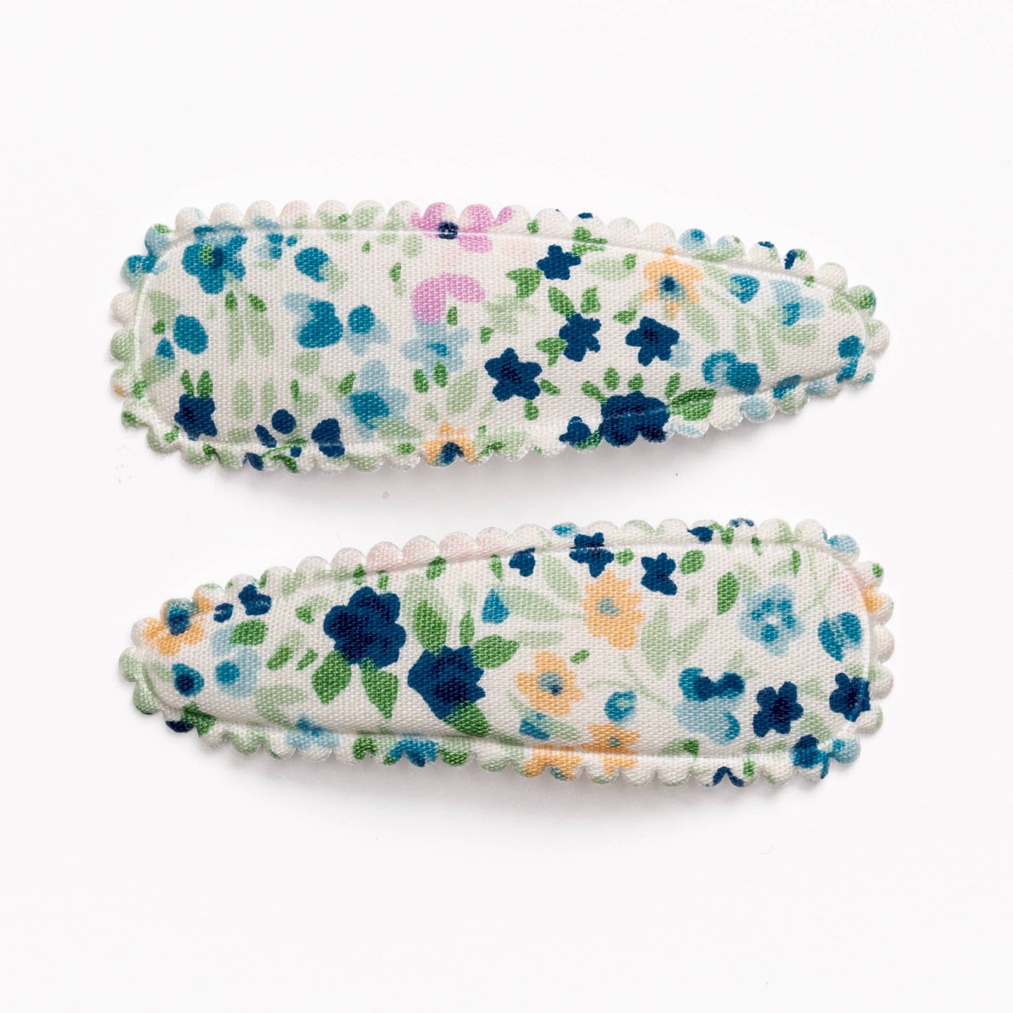 Quincy Navy Blue Floral Fabric Hair Clips