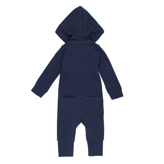 Organic Thermal 2-Way Zipper Romper in Midnight