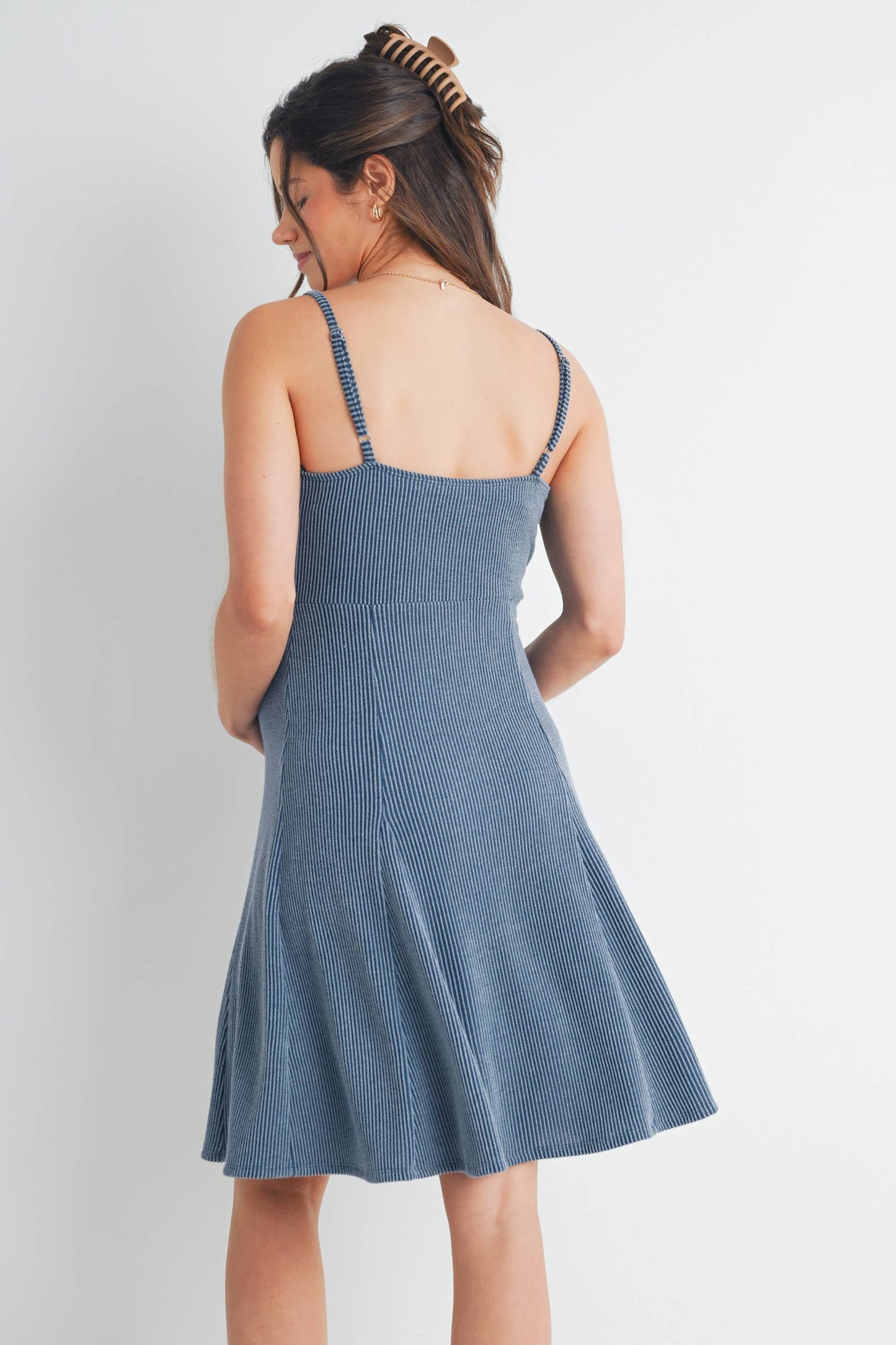 Ribbed Sleeveless Maternity Skater Dress