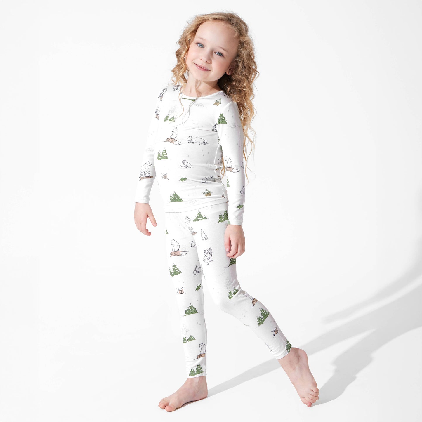 Christmas Winter Forest Animals Kids Bamboo Pajamas