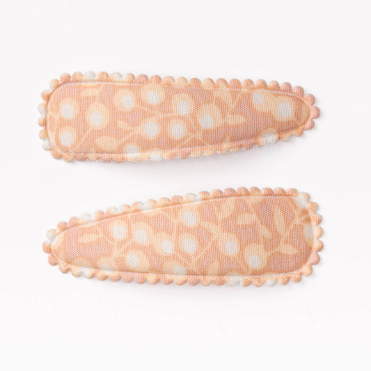 Delilah Peach Floral Fabric Hair Clips