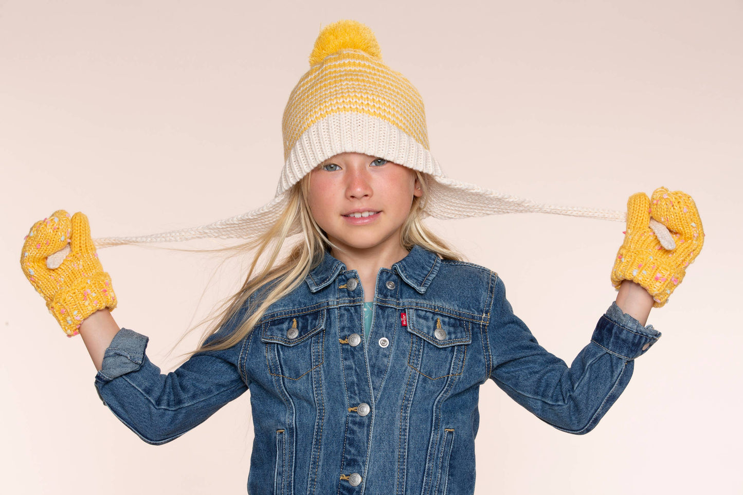 Kids Earflap Winter Hat- Woolly Stripe - Toddler/ Girls 2-6Y