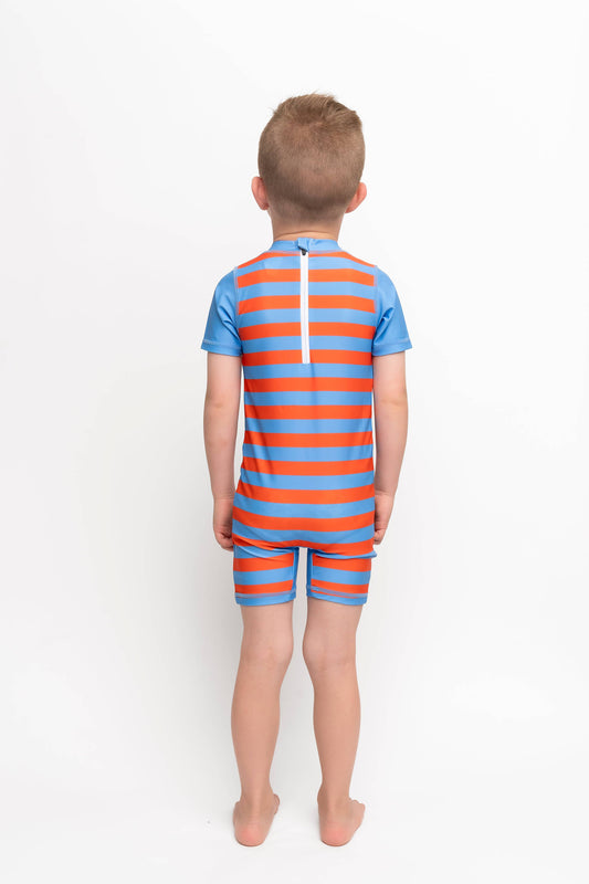 Kids Rashguard | Blue Orange Stripe