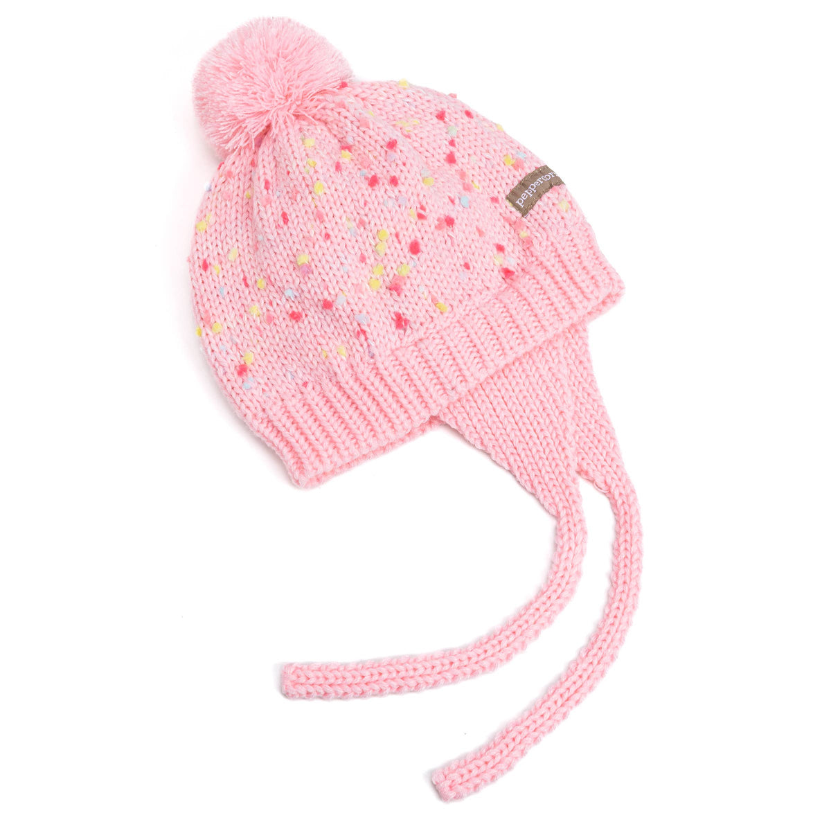 Earflap Winter Hat- Pink Specked- Toddler/ Girls 1-6